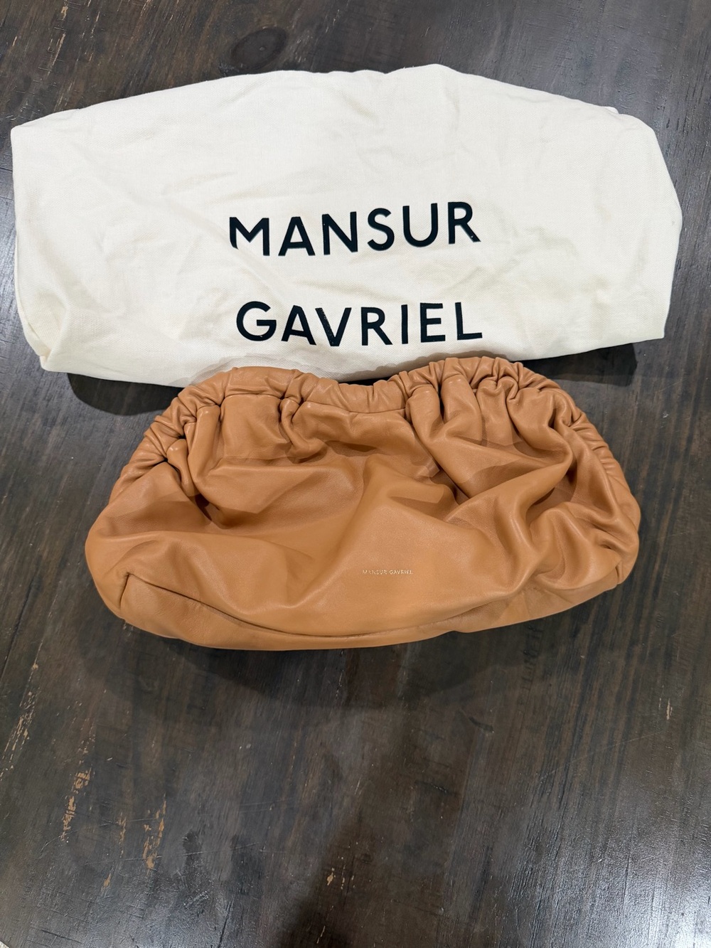Mansur Gavriel Tan Leather Cloud Clutch Belt Bag